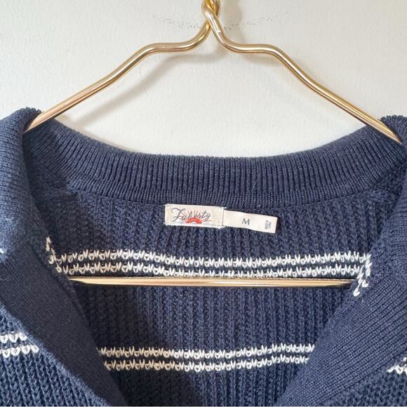 Faherty Miramar Linen Polo Sweater Navy Mystic and Cream Striped M - Picture 8 of 10